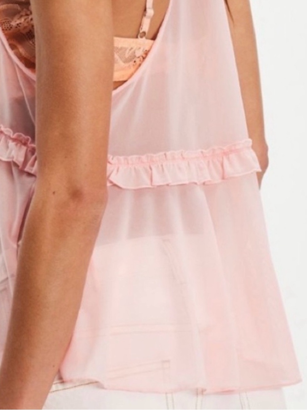NWT FREE PEOPLE FEARLESS RUFFLE TOP ROSE BLUSH - Picture 4 of 4